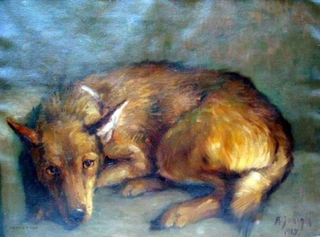 Jaghund "Bobby", Öl auf Leinwand, 1915