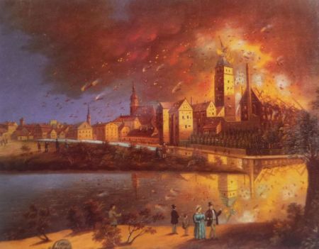 Der Schloßbrand, Ölgemälde, 1857