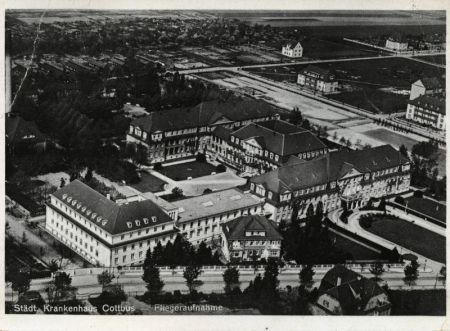 Fliegeraufnahme des Städtischen Krankenhauses, um 1925